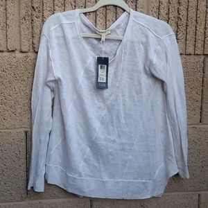 NWT Eileen Fisher Lightweight Organic Linen Ballet Neck Long Sleeve Top.
